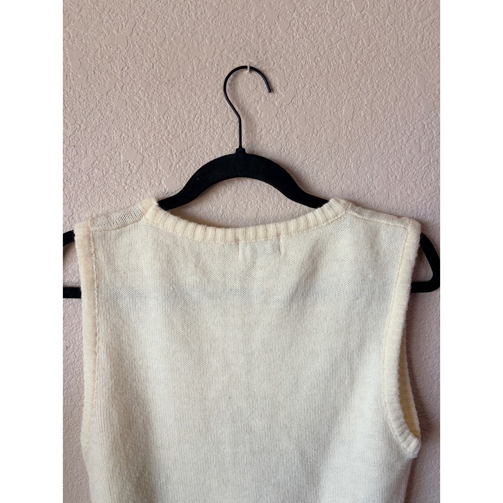 Vintage Towncraft JCPenney Scenic Knit Sweater Vest Cream Womens L 14-16 - Picture 5 of 8